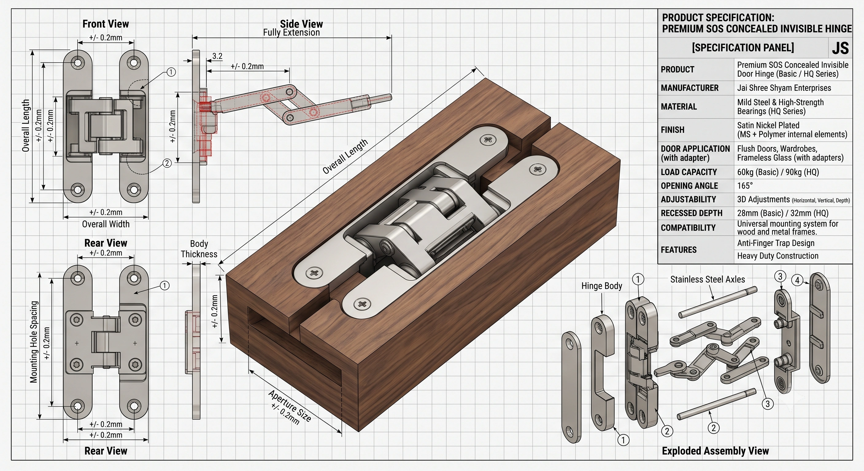 Premium SOS Concealed Invisible Door Hinge (Basic / HQ Series)