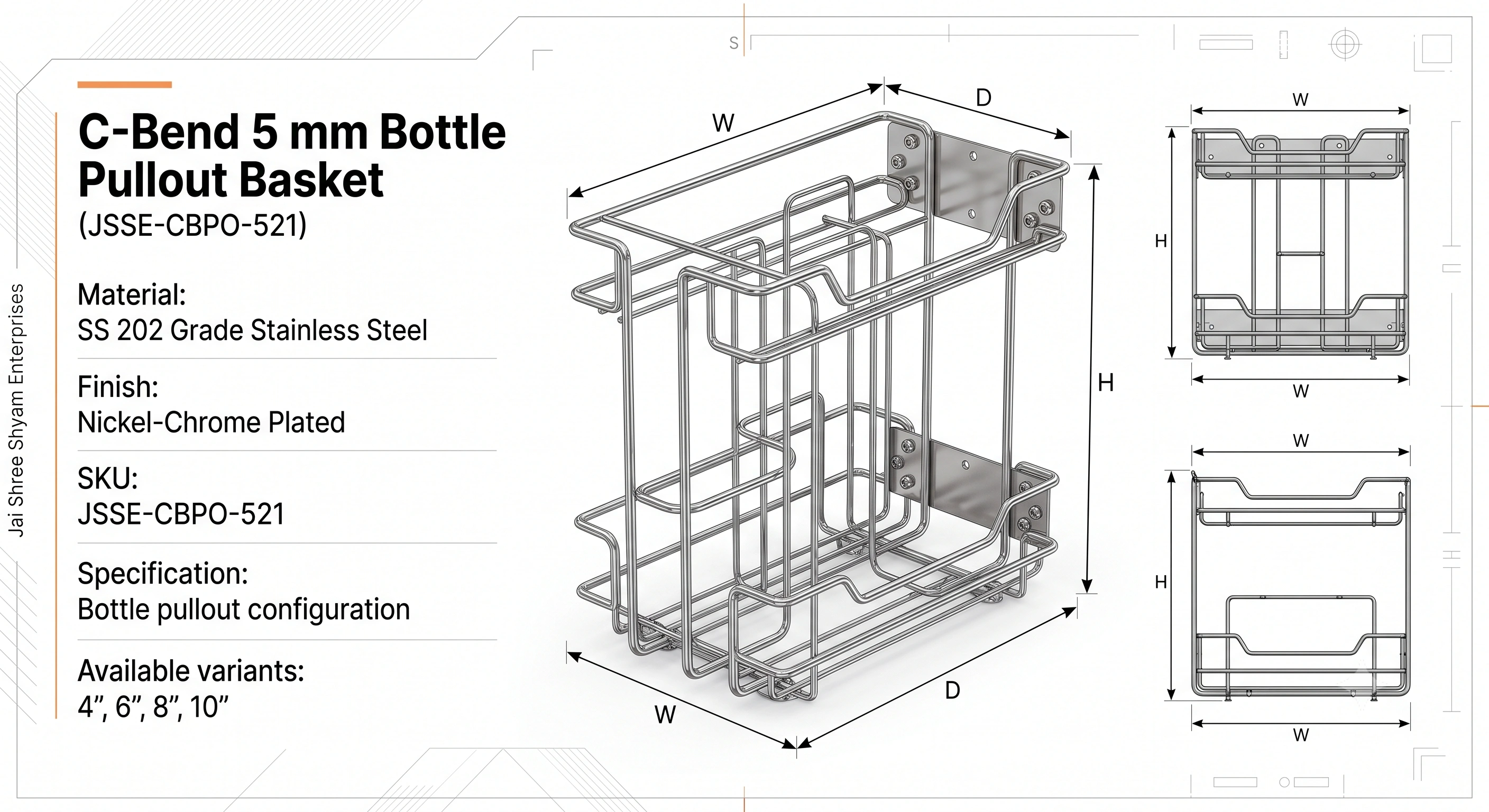 C-Bend 5 mm Bottle Pullout Basket