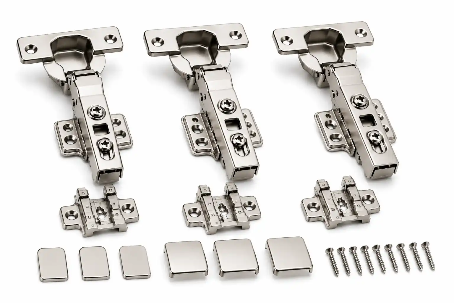 Premium 2D Clip-On Soft Close Cabinet Hinge (240–245 Gram) | MS | 0°, 8°, 15° Crank