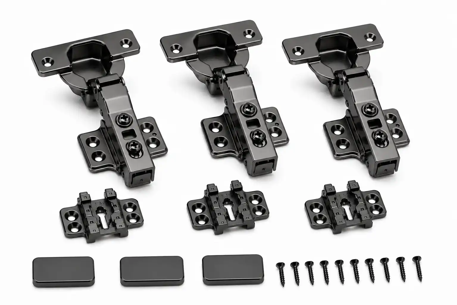 Premium 3D Clip-On Soft Close Cabinet Hinge (268–275 Gram) | Black PVD (Gun Metal) Finish , 1,00,000 Cycles Tested