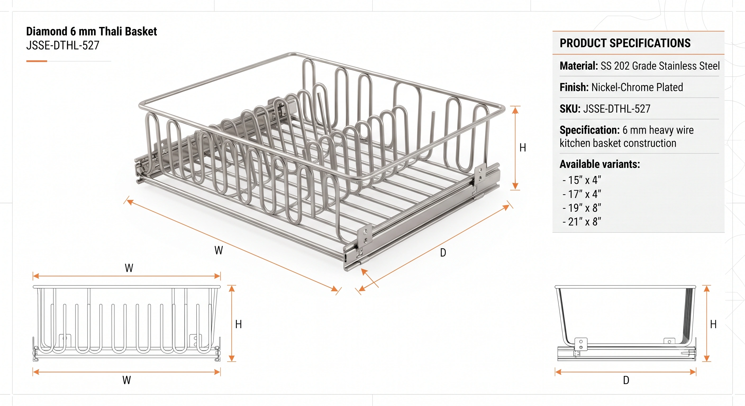 Diamond 6 mm Thali Basket