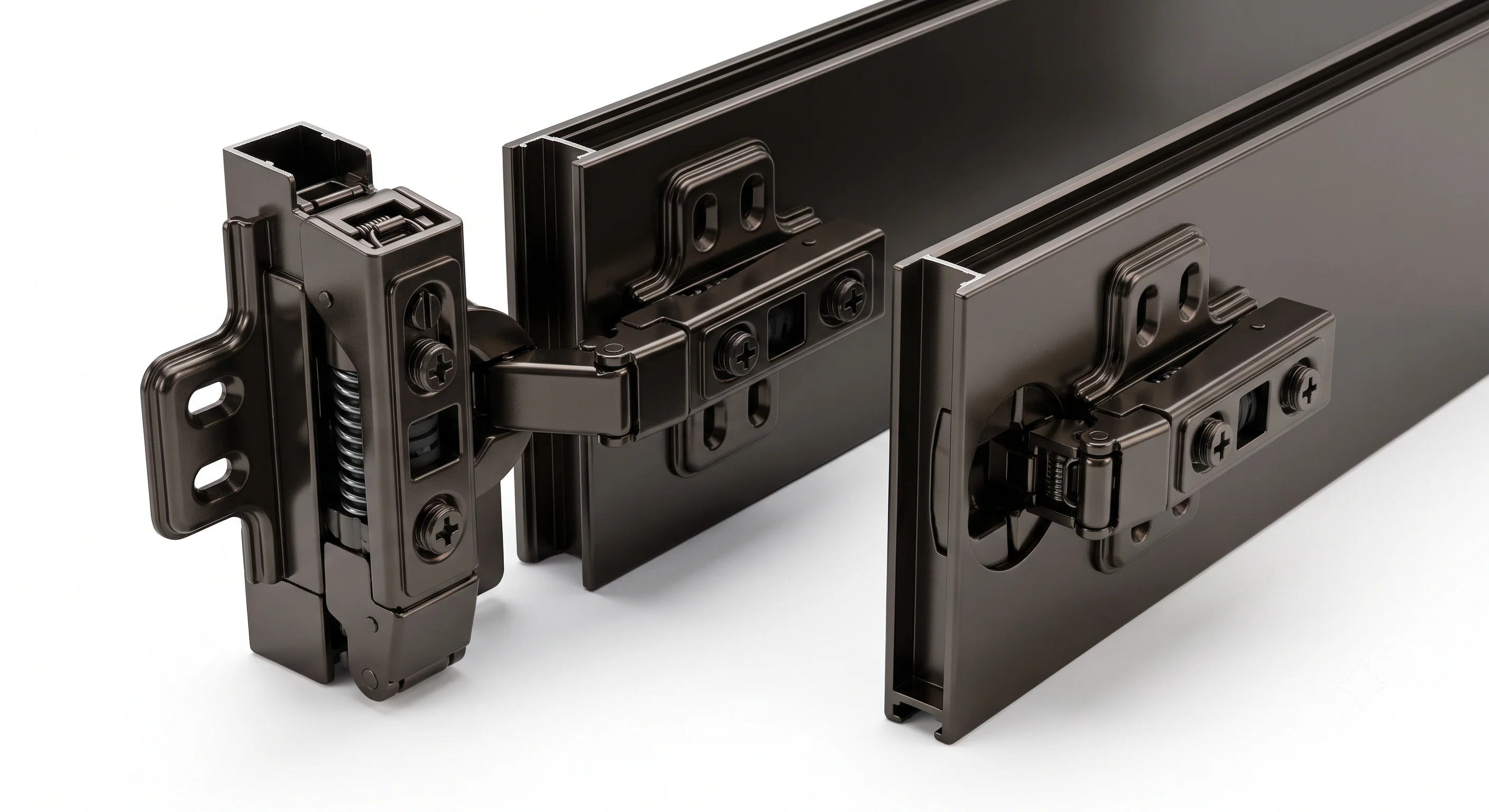 Premium Aluminium Profile 3D Clip-On Soft Close Hinge (268 Gram) | Black PVD (Gun Metal) Finish  1,00,000 Cycles Tested