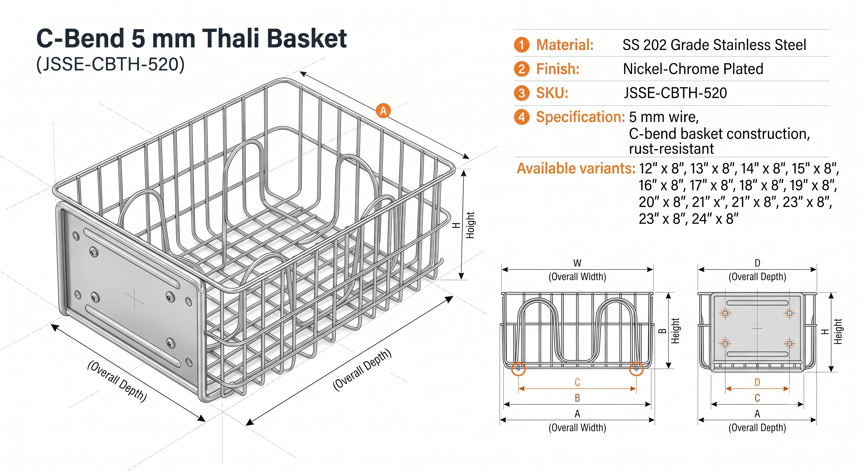 C-Bend 5 mm Thali Basket