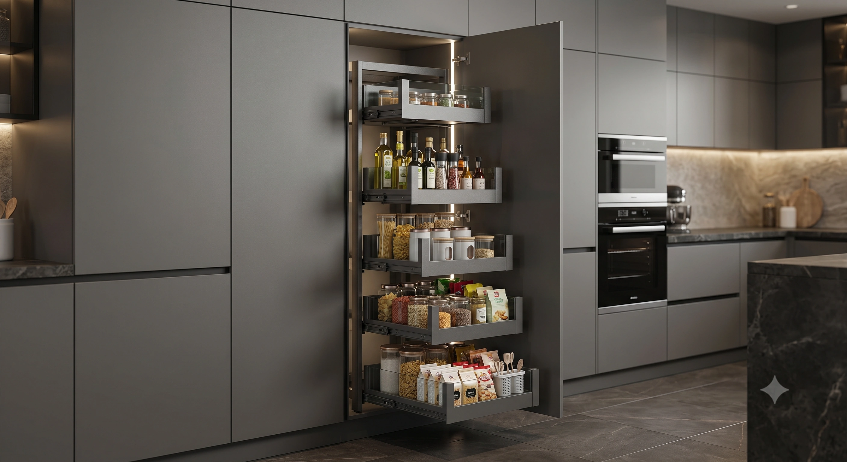 Premium Tandem System Glass Drawer Ladder Unit (Soft Close)
