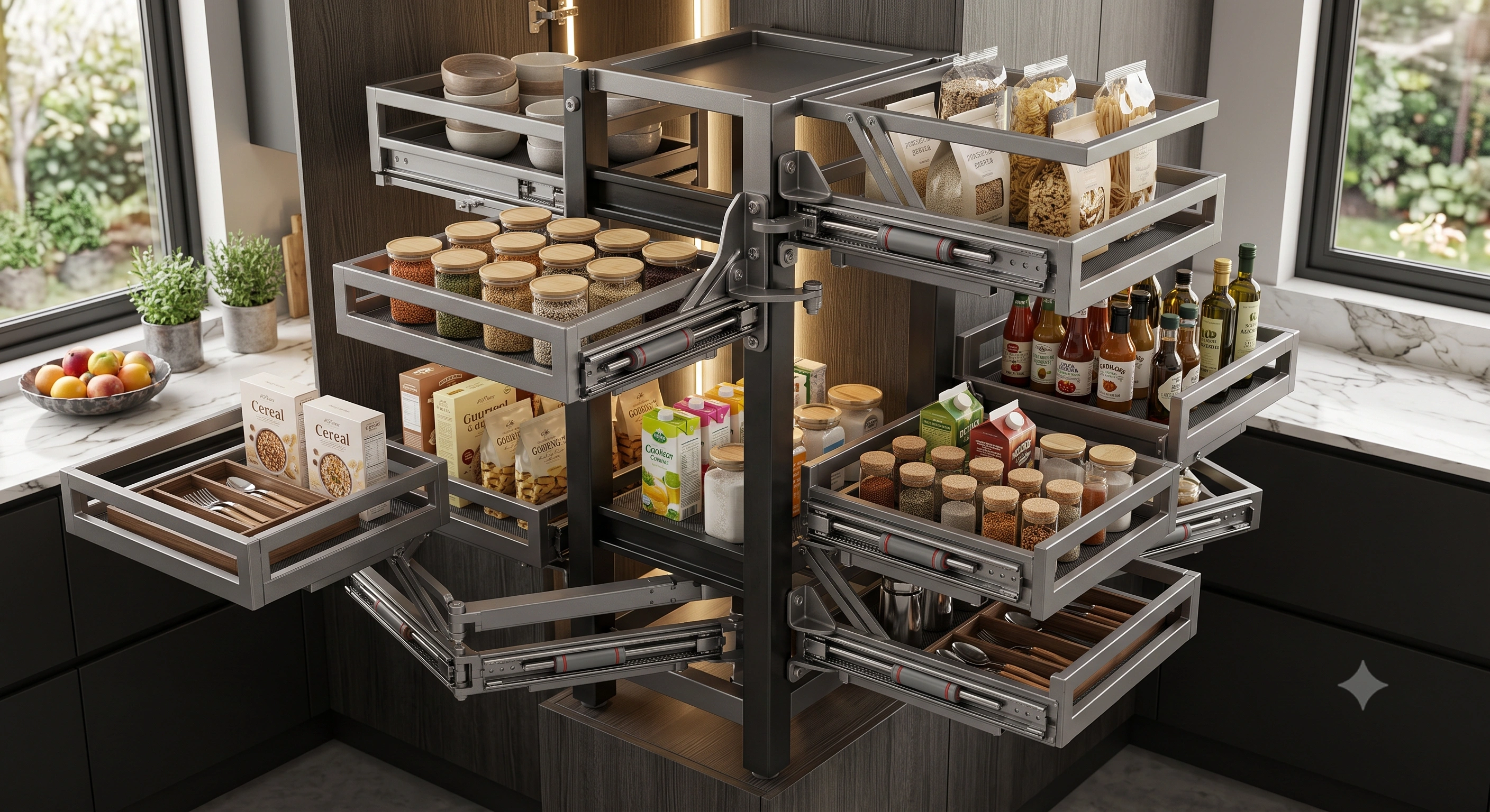 Premium Tall Unit Space Grey Aluma Series Soft Close Pantry Unit (6 Basket)