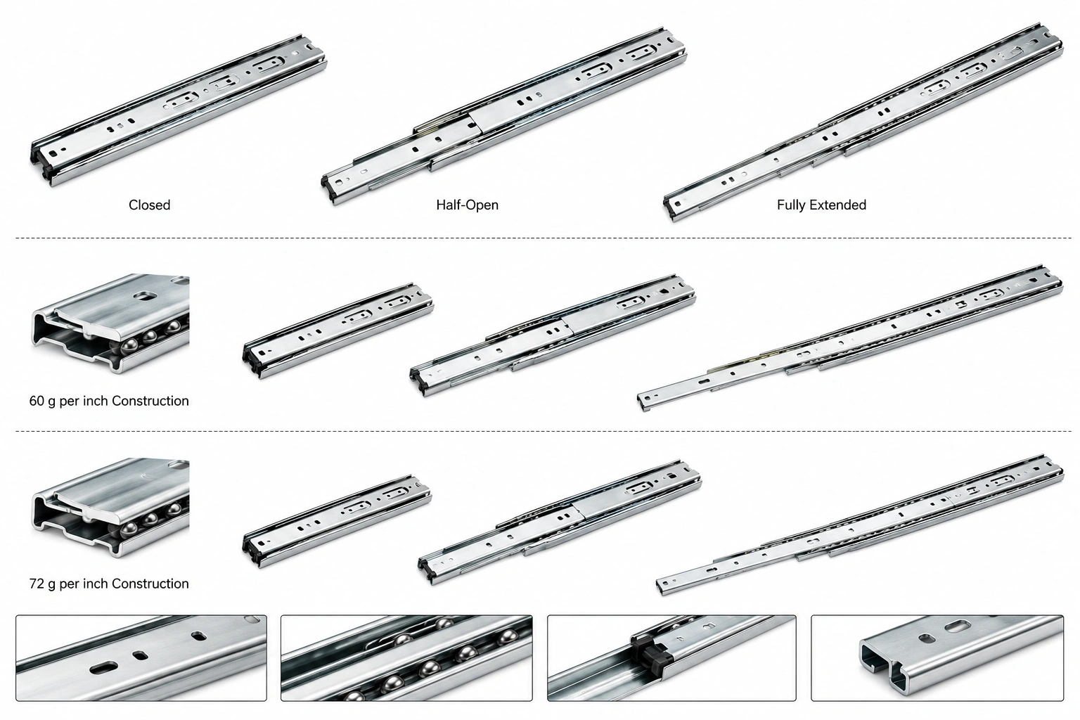 Premium Zinc-Plated Telescopic Drawer Channel