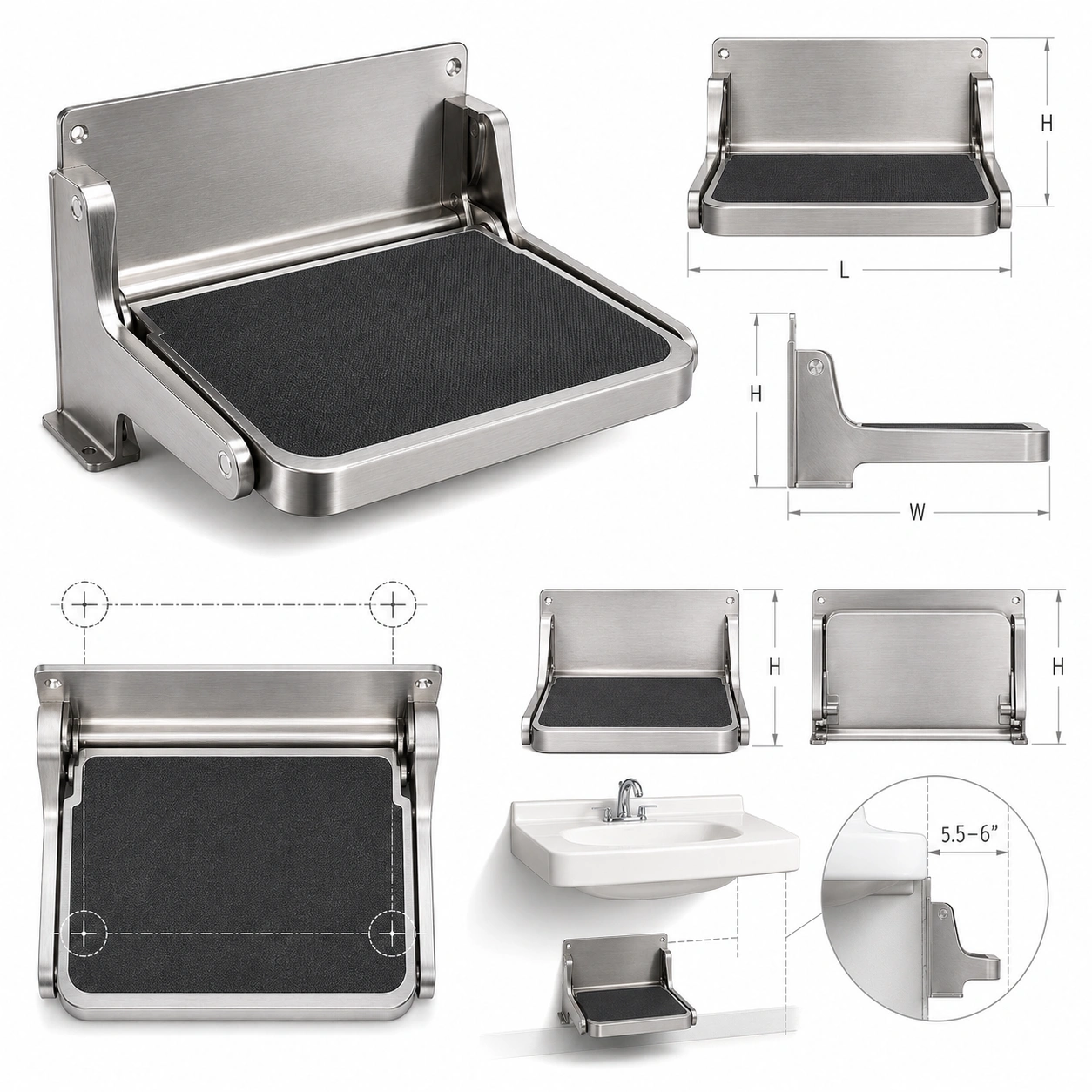 Step 'n Wash Premium Self-Retracting Commercial Restroom Step Stool