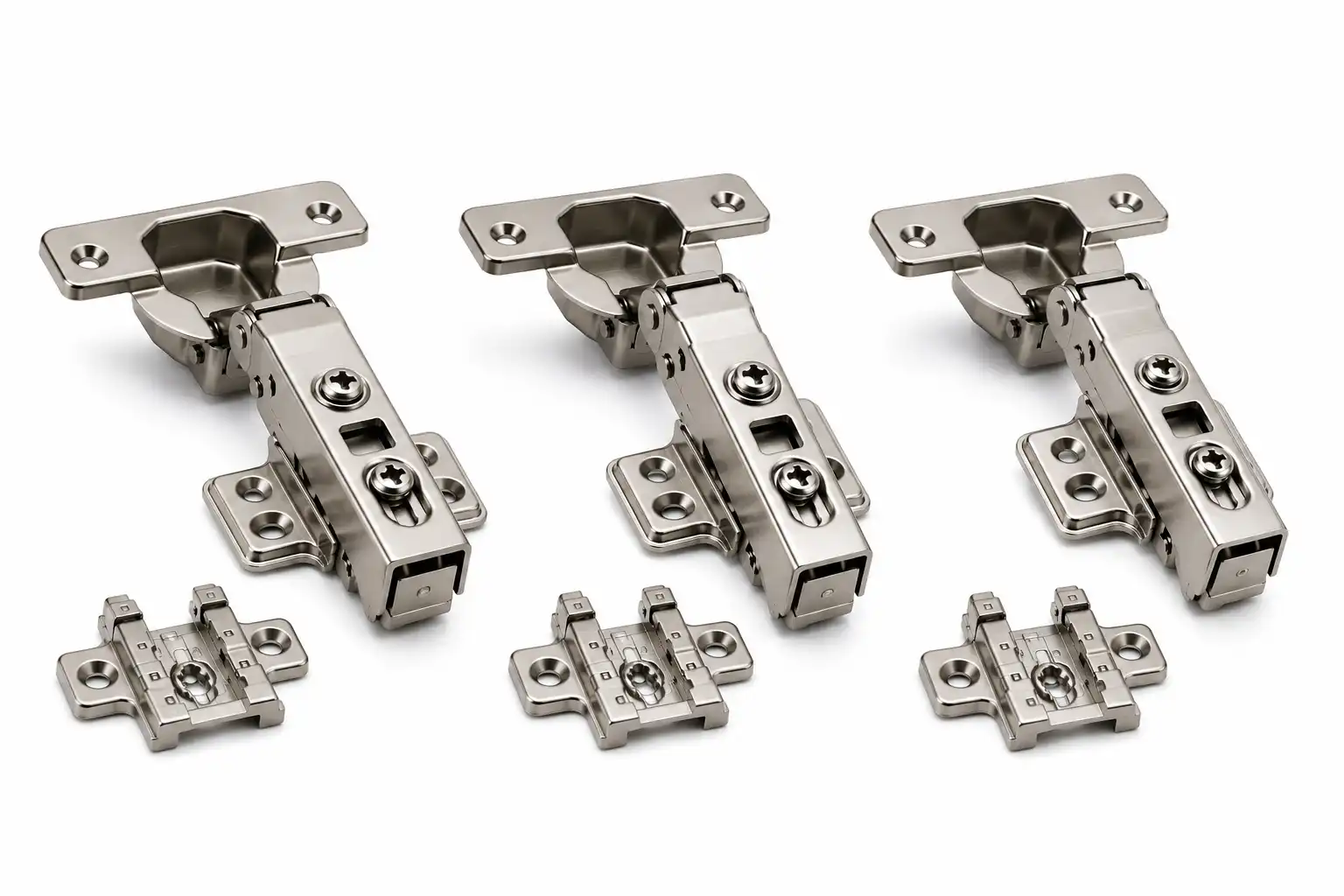 Premium 2D Clip-On Soft Close Cabinet Hinge (230 Gram) | Stainless Steel (SS) | 0°, 8°, 15° Crank