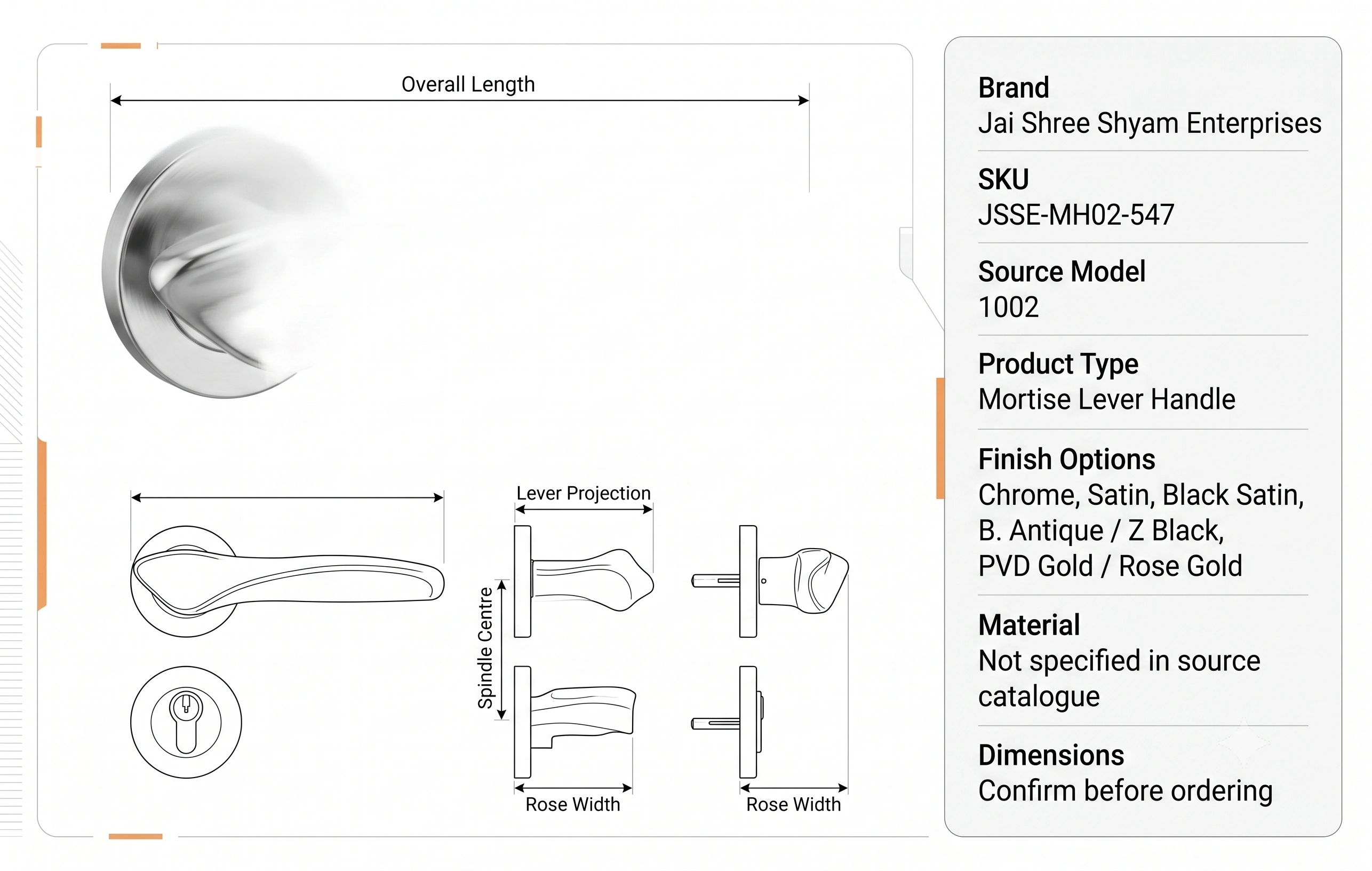 Premium Sculpted Wave Mortise Lever Handle - Model 1002