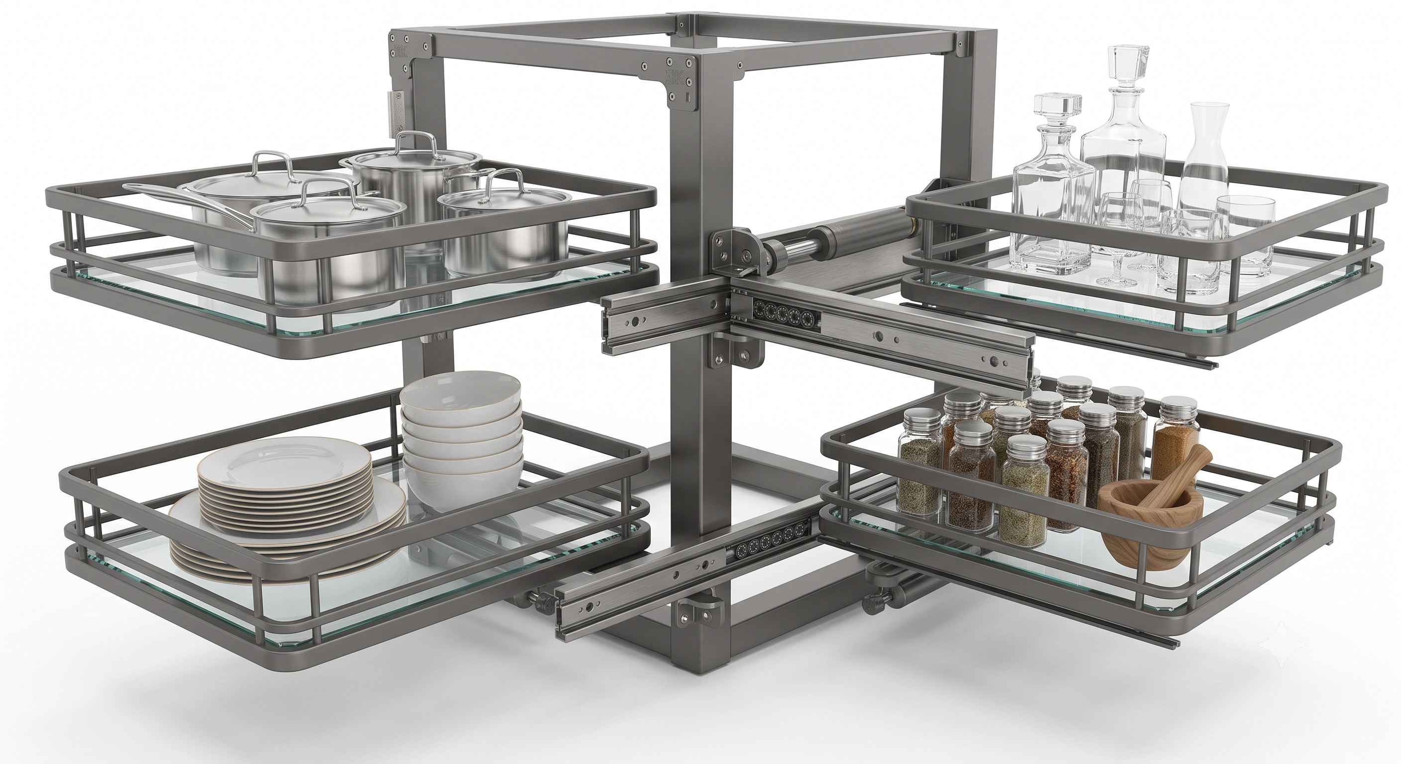 Premium Magic Corner Universal Glass Basket (Soft Close)