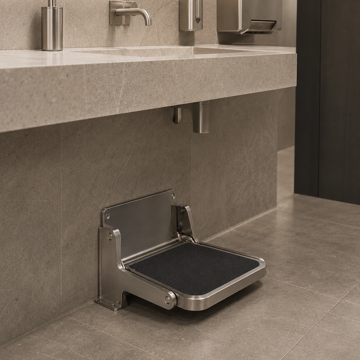 Step 'n Wash Premium Self-Retracting Commercial Restroom Step Stool