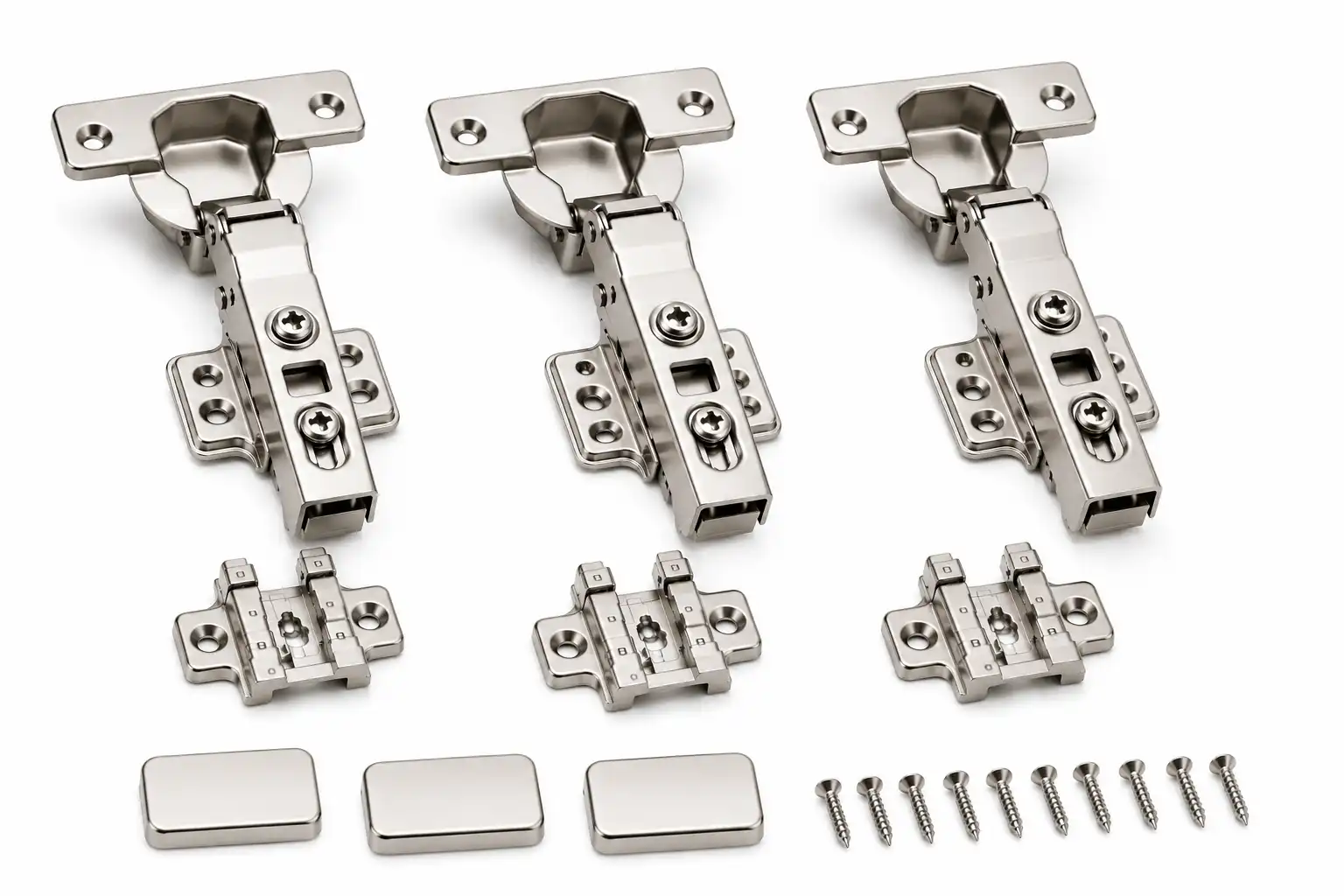 Premium 2D Clip-On Soft Close Cabinet Hinge (230 Gram) | Stainless Steel (SS) | 0°, 8°, 15° Crank