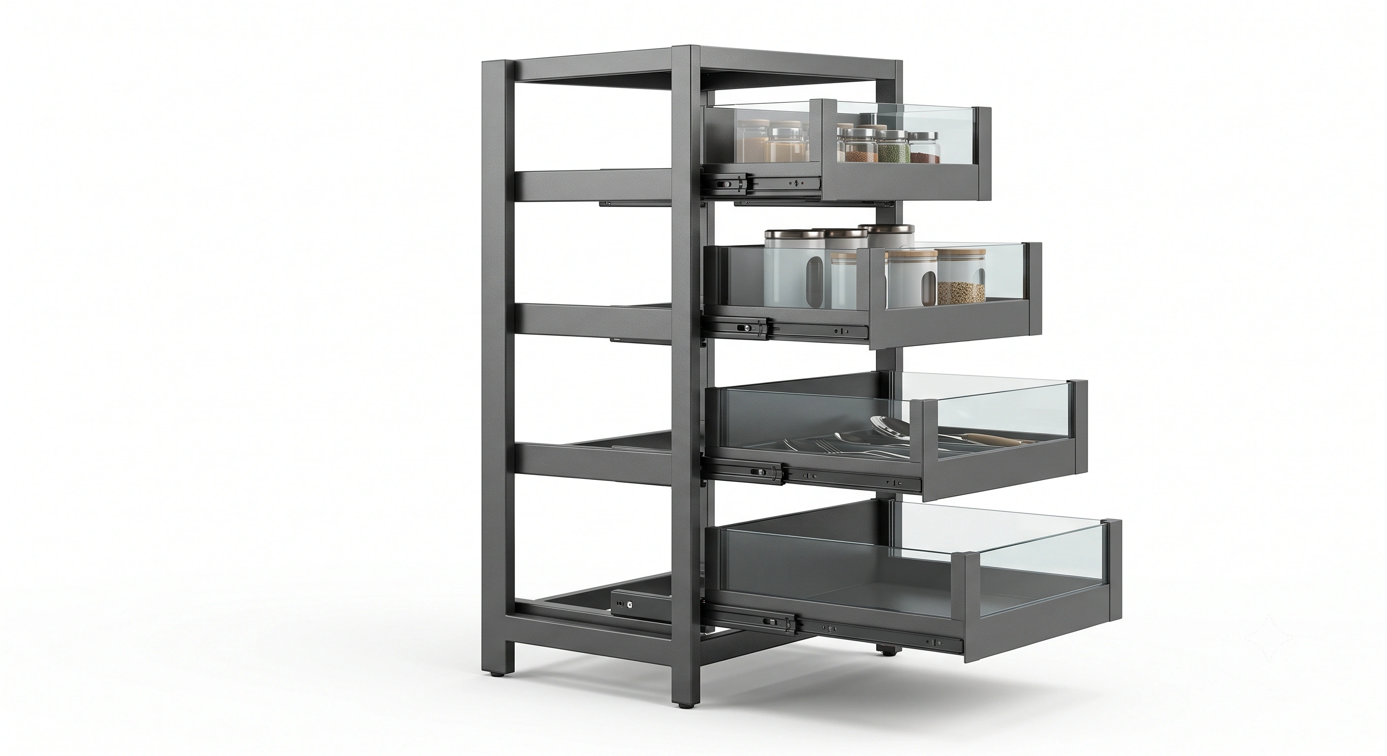 Premium Tandem System Glass Drawer Ladder Unit (Soft Close)