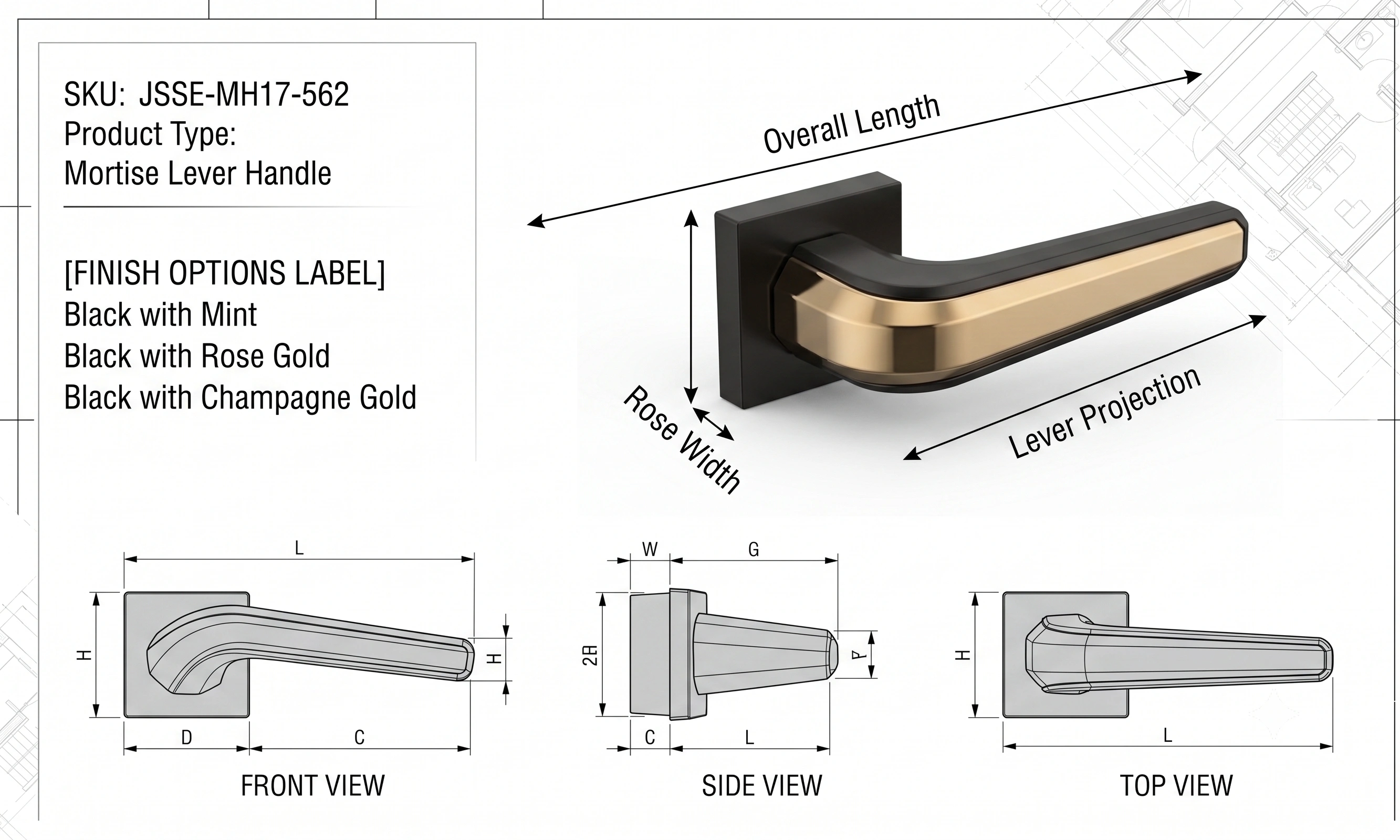 JSSE Elite Flow-Line Dual-Tone Mortise Lever Handle