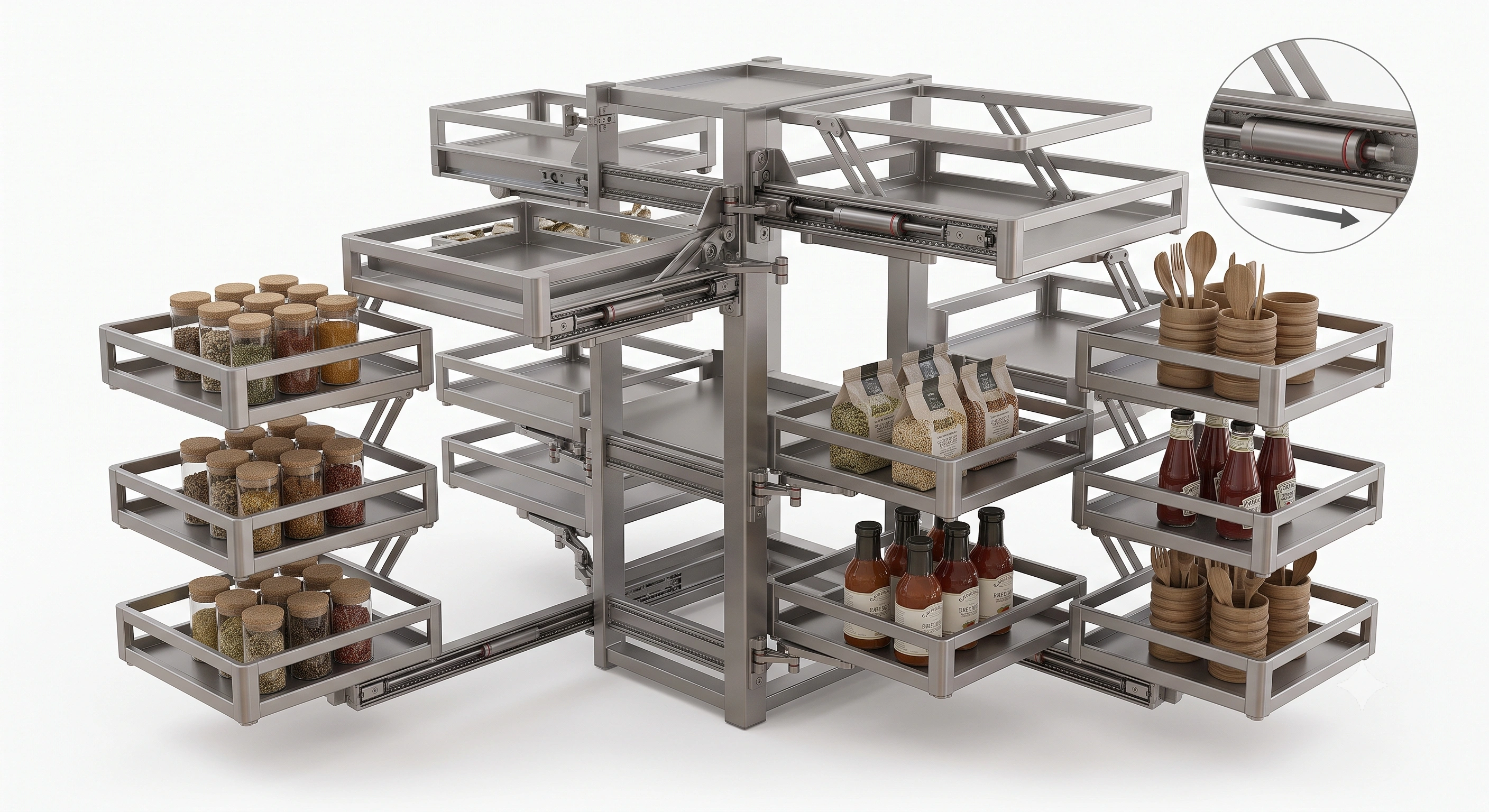 Premium Pantry Unit Space Grey Aluma Series (6 Inner + 6 Outer Baskets) Soft Close
