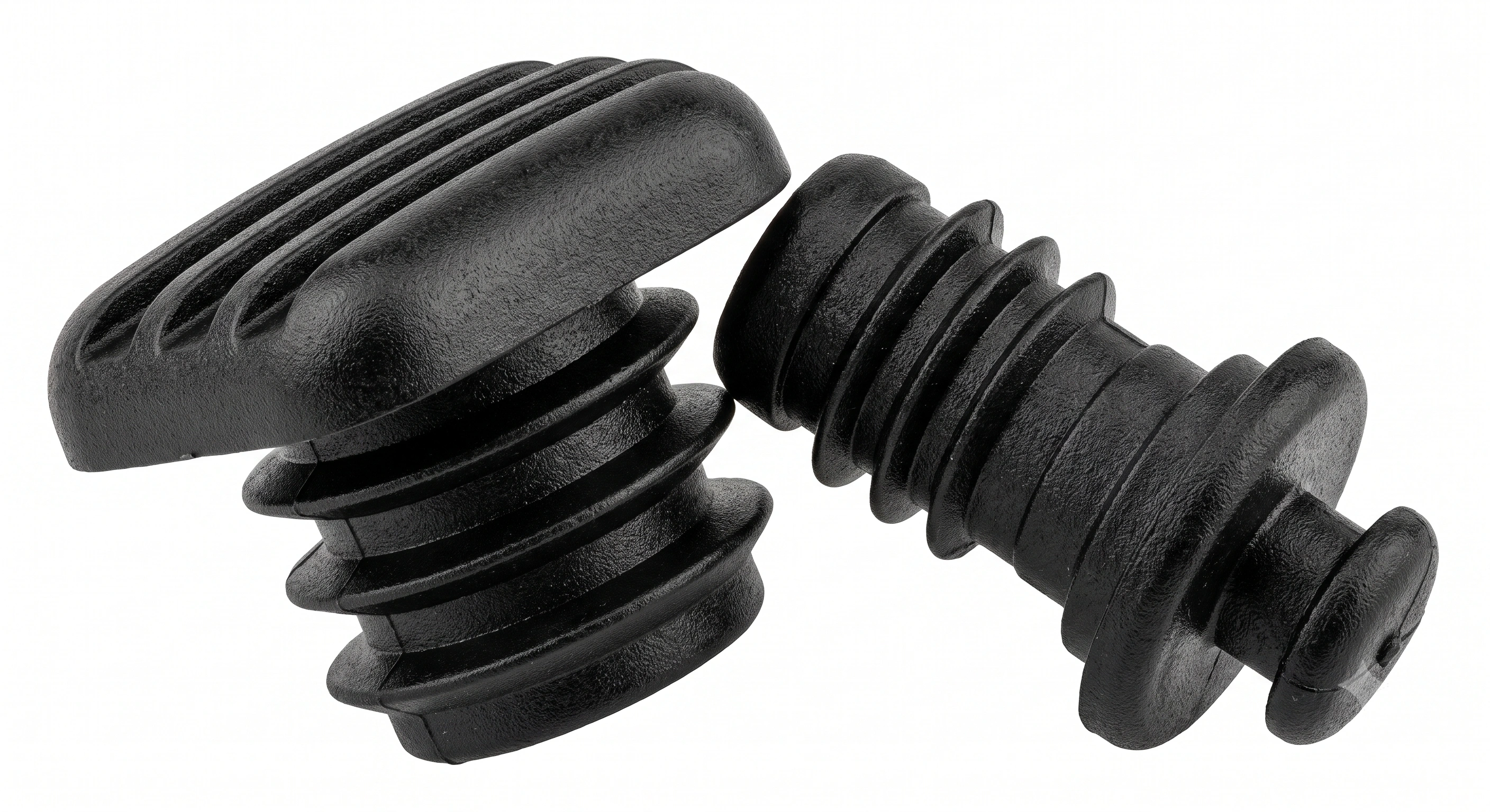 Black Plastic Furniture Plug & Ribbed Connector Pin Set