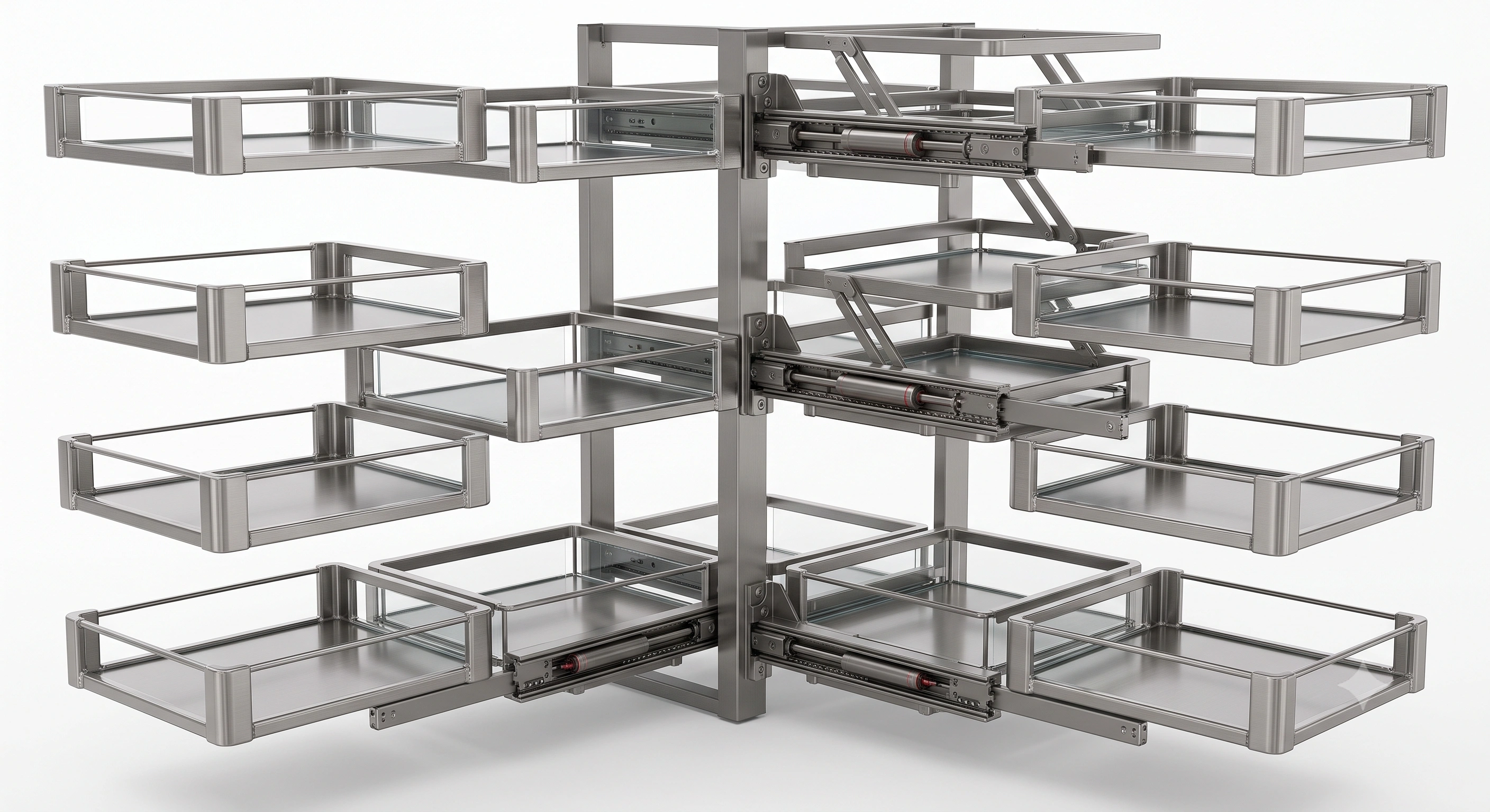 Premium Pantry Unit SS Satin Basket (6 Inner + 6 Outer Baskets) Soft Close