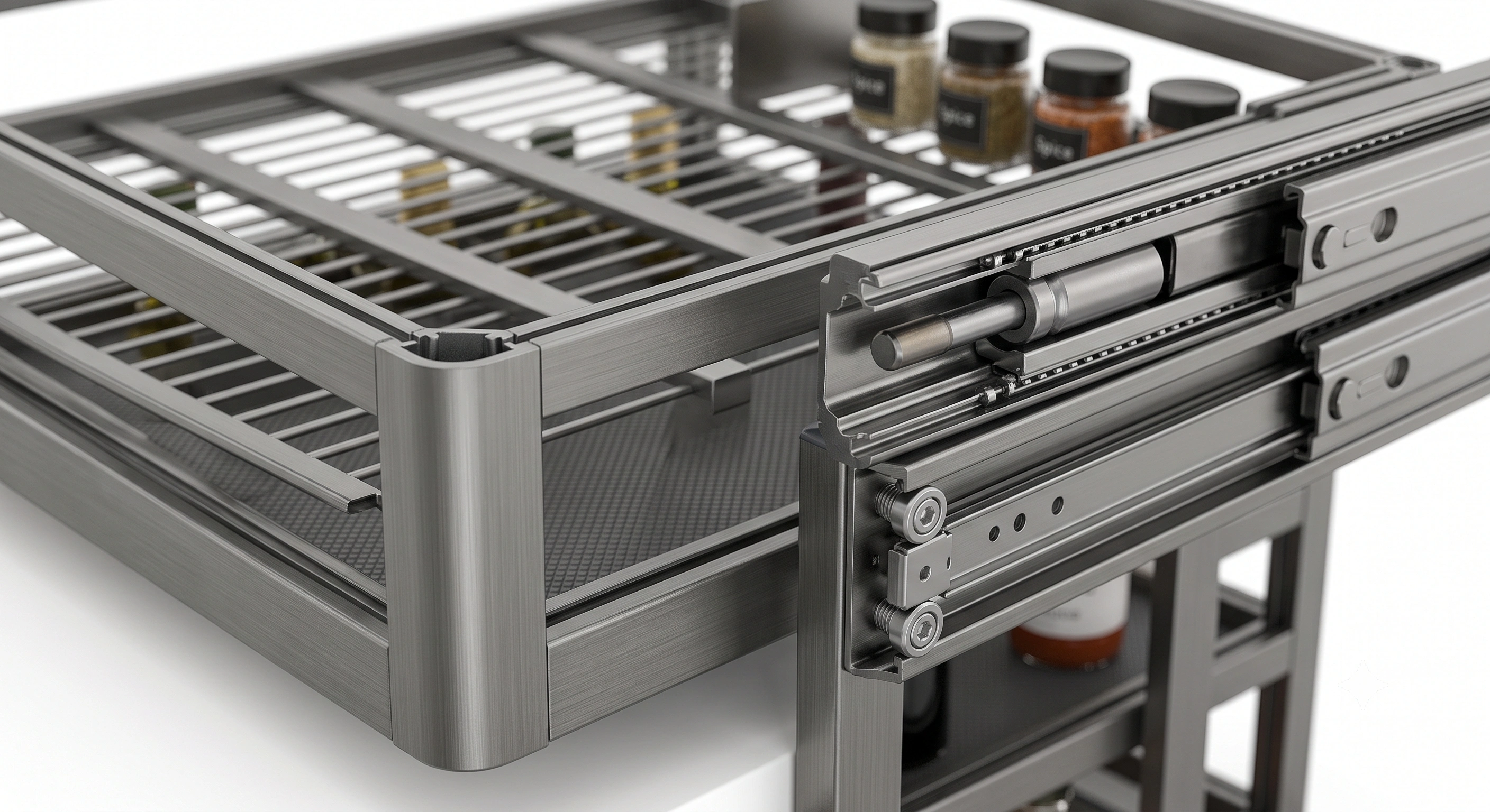 Premium Soft Close Space Grey Aluma Series Side Mount Bottle Pull Out Basket with Anti-Skid Mat (500 mm Cabinet Depth)