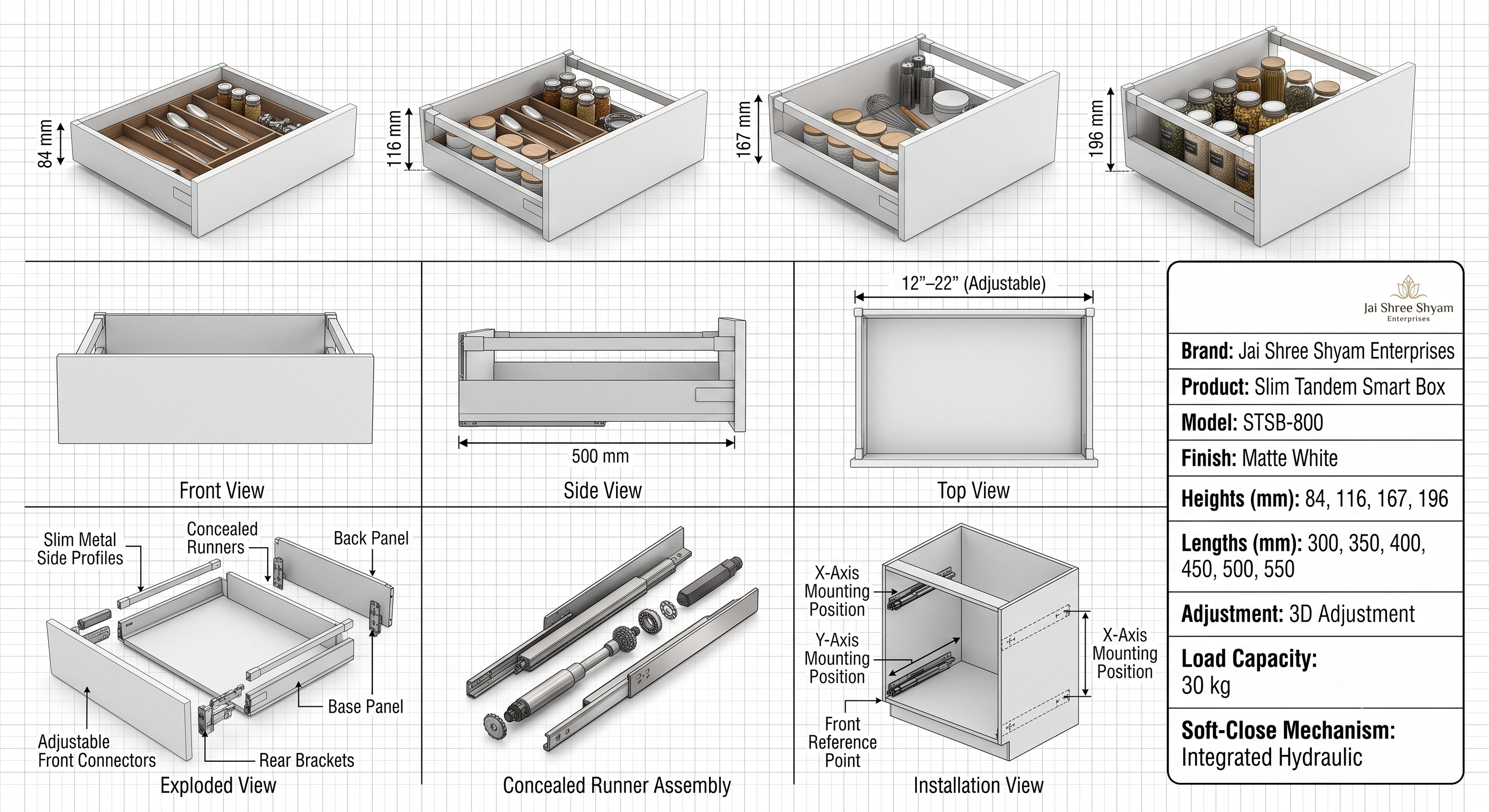 Premium Slim Tandem Smart Box Drawer System (Soft Close)