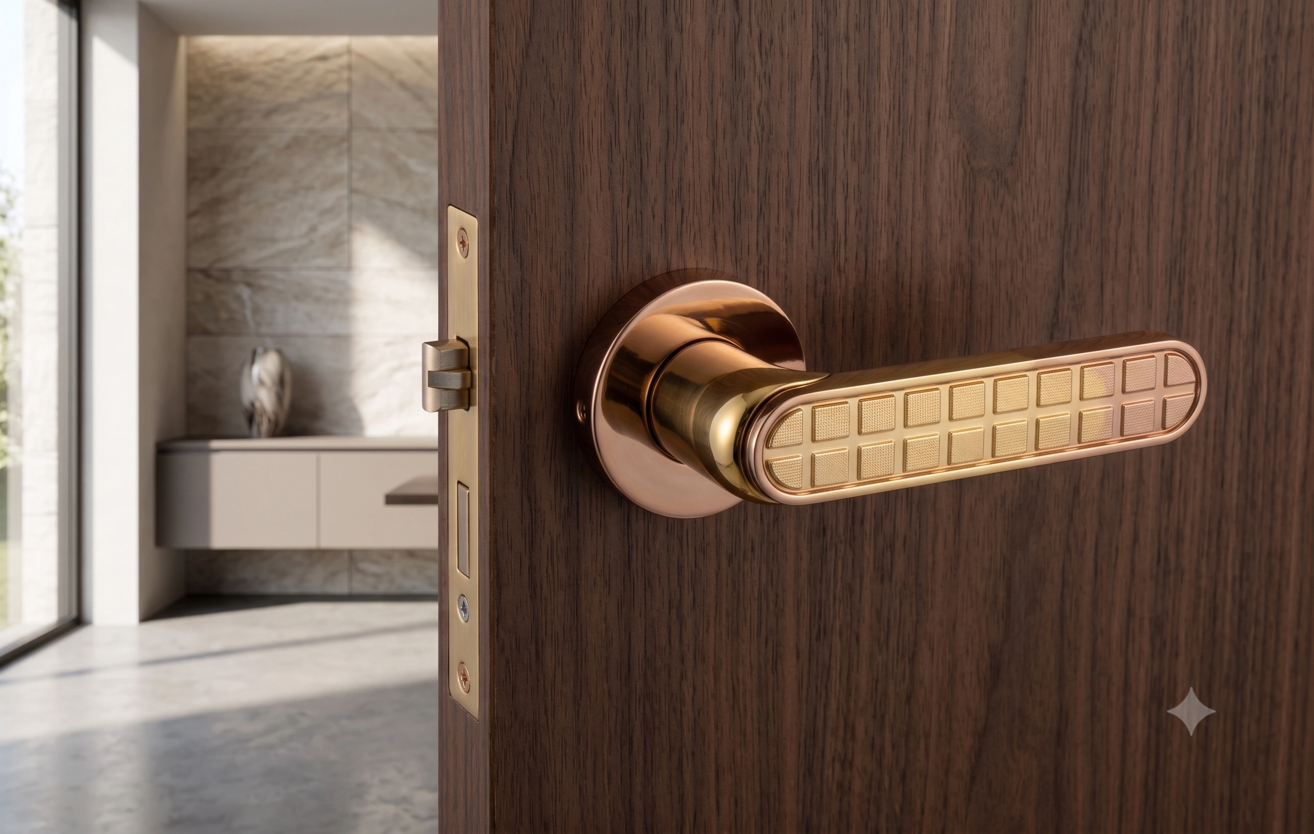 Premium Grid Inlay Mortise Lever Handle - Model 1007